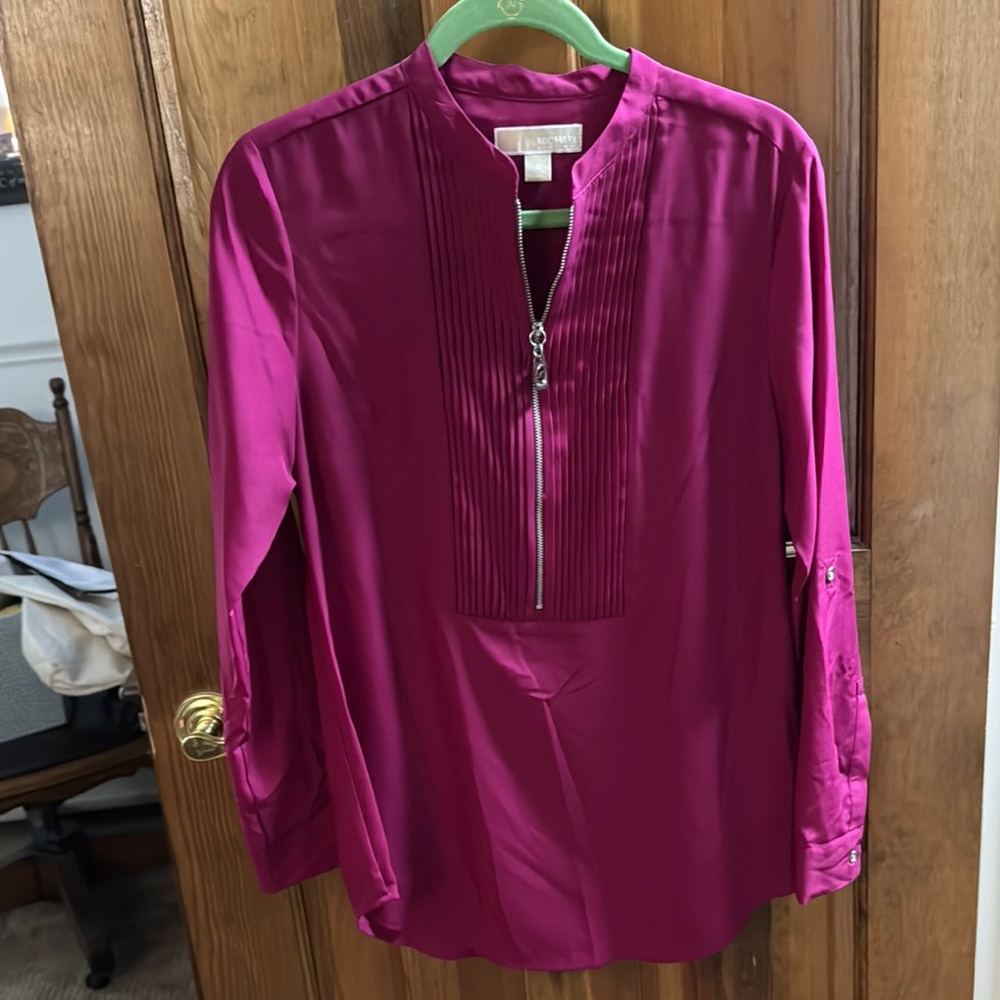 Michael Kors dark pink zip shirt